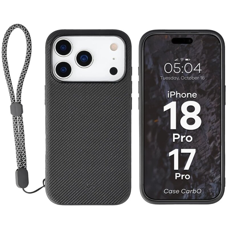 Etui BIZON Case CarbO do Apple iPhone 17 Pro/18 Pro Czarny