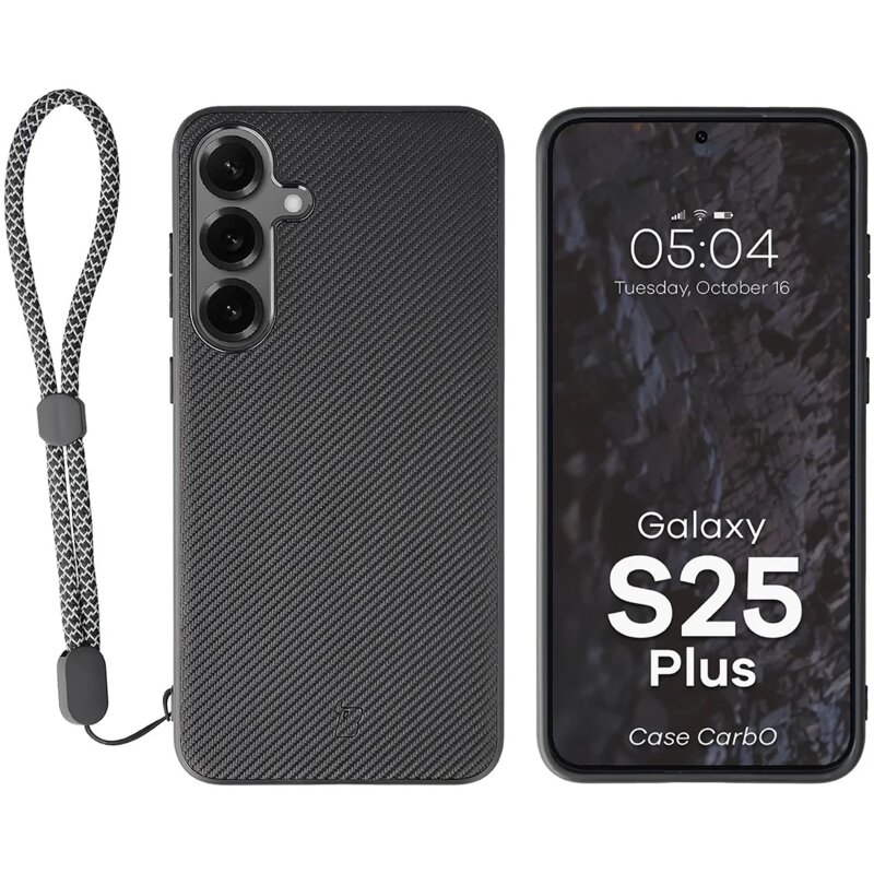 Etui BIZON Case CarbO MagSafe do Samsung Galaxy S25+ Czarny
