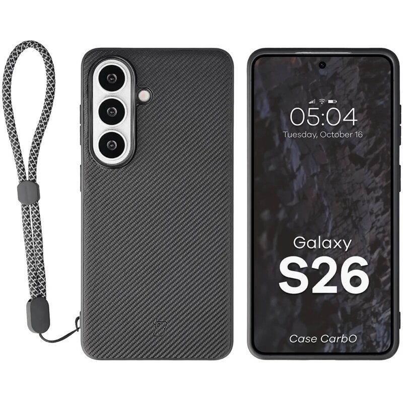 Etui BIZON Case CarbO MagSafe do Samsung Galaxy S26 Czarny