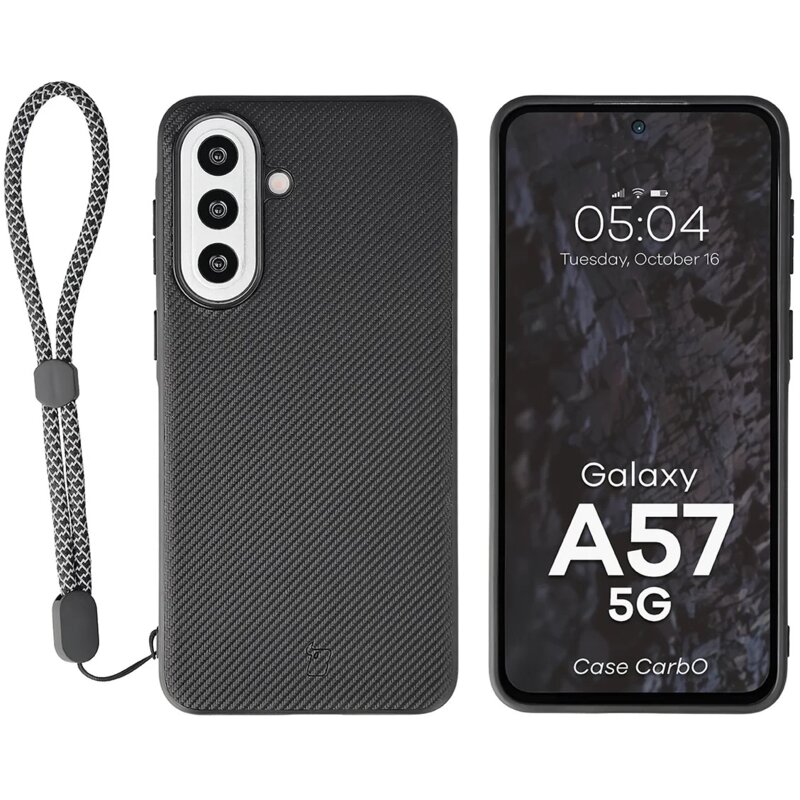 Etui BIZON Case CarbO MagSafe do Samsung Galaxy A57 5G Czarny