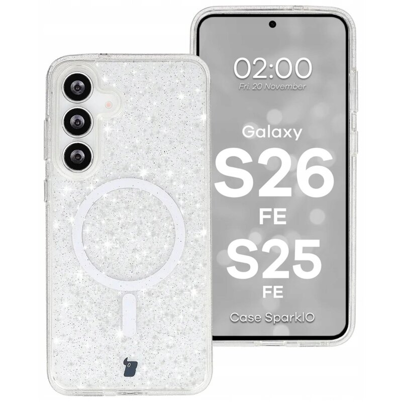 Etui BIZON Case SparklO do Samsung Galaxy S25 FE/S26 FE Przezroczysty