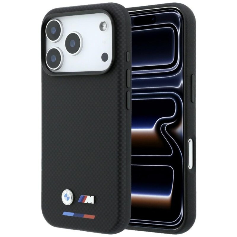 BMW M Quadrille Kevlar Tricolor & Metal Logo MagSafe do iPhone 18 Pro / 17 Pro Czarny