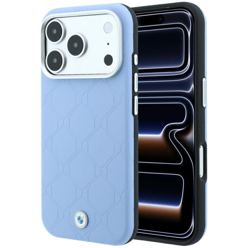 BMW Sign Deboss Quilted Metal Logo MagSafe do iPhone 18 Pro / 17 Pro Niebieski