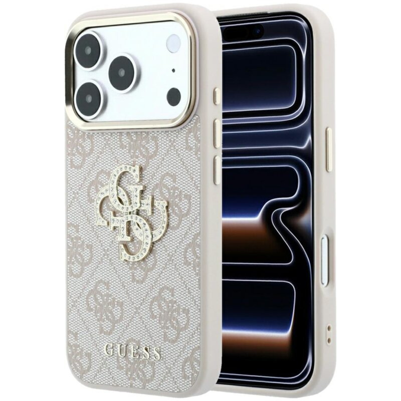 Guess 4G & Big Strass Logo do iPhone 18 Pro / 17 Pro Różowy