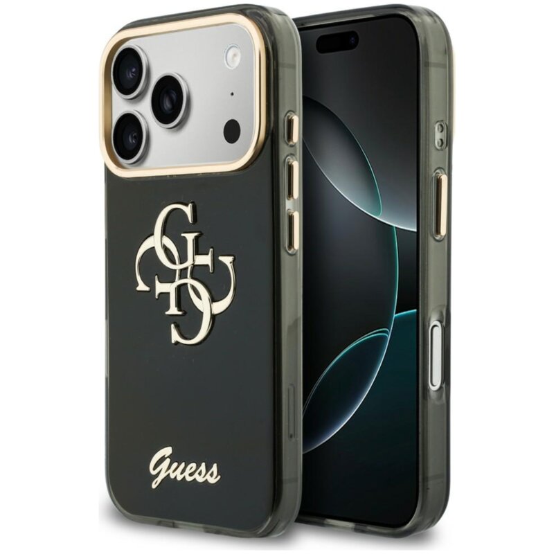 Guess IML 4G Script Metal do iPhone 18 Pro / 17 Pro Czarny