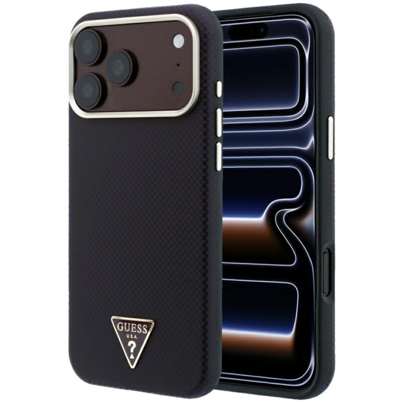 Etui GUESS Kevlar Triangle Logo MagSafe do Apple iPhone 17 Pro Max/18 Pro Max Burgundowy