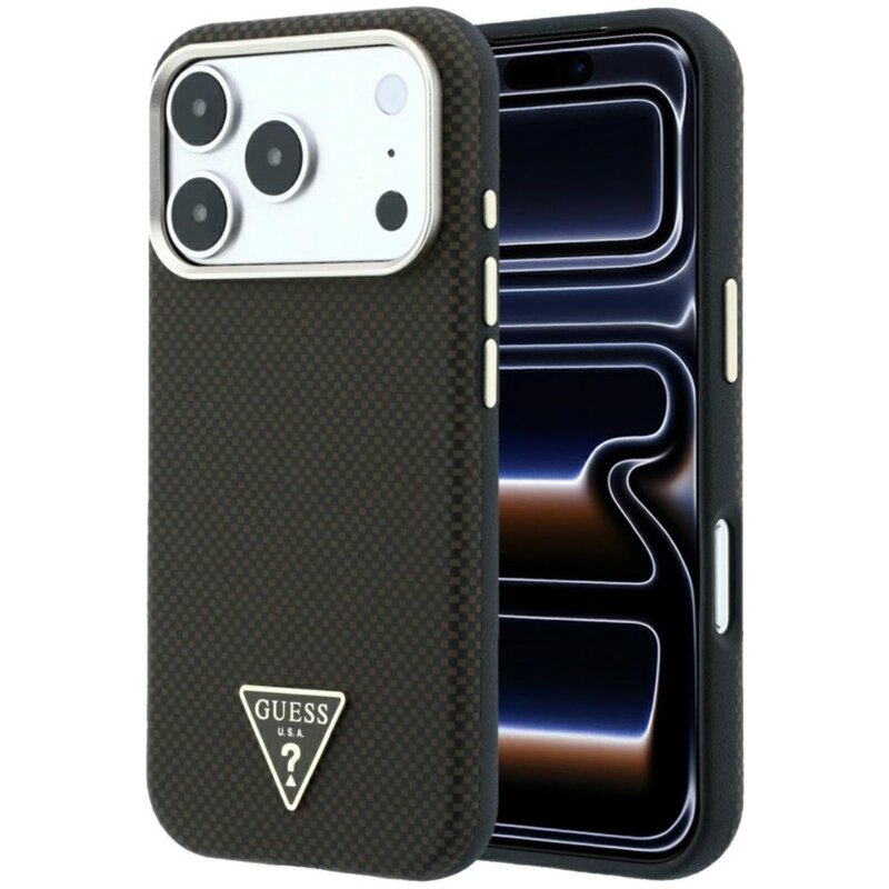 Guess Kevlar Triangle Logo MagSafe do iPhone 18 Pro Max / 17 Pro Max Brązowy