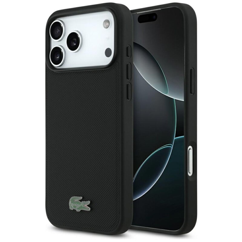 Etui LACOSTE Petit Pique Lacquer Logo MagSafe do Apple iPhone 17 Pro Max/18 Pro Max Czarny