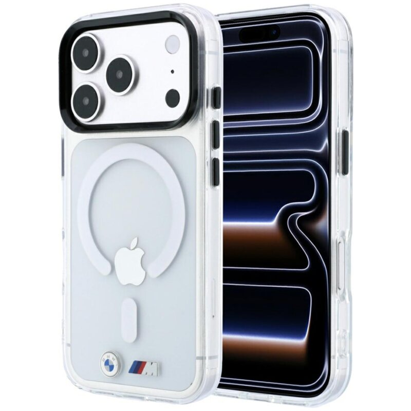 BMW M IML Glossy Metal Logo & Trims MagSafe do iPhone 18 Pro / 17 Pro Przezroczysty