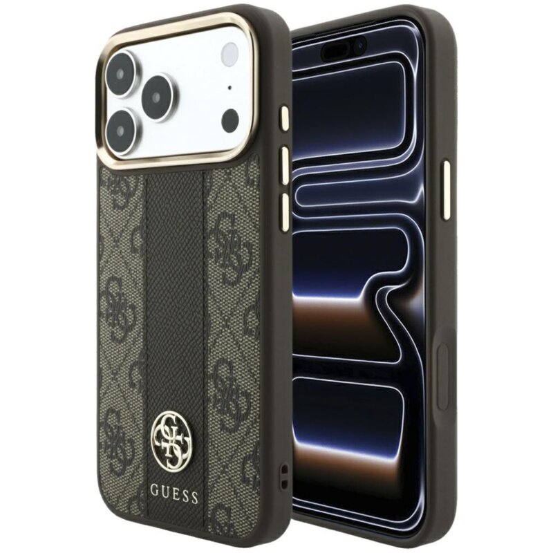Guess 4G with Stripe Round and Classic Logos MagSafe do iPhone 18 Pro Max / 17 Pro Max Brązowy