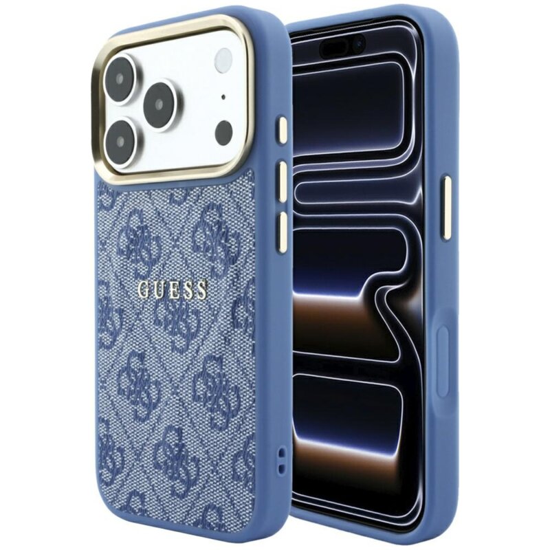Etui GUESS Embossed 4G Classic MagSafe do Apple iPhone 17 Pro Max/18 Pro Max Niebieski