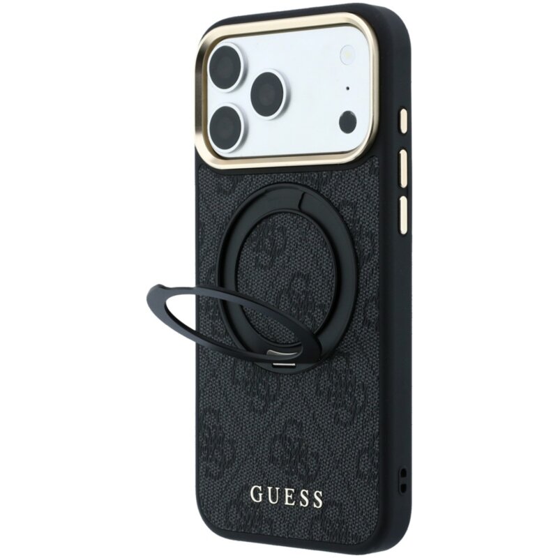 Guess Ring Stand 360 4G Classic Logo MagSafe do iPhone 18 Pro / 17 Pro Czarny