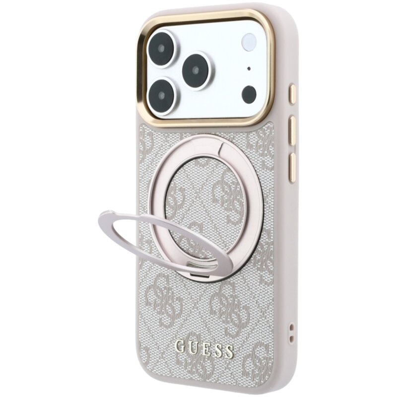 Guess Ring Stand 360 4G Classic Logo MagSafe do iPhone 18 Pro Max / 17 Pro Max Różowy