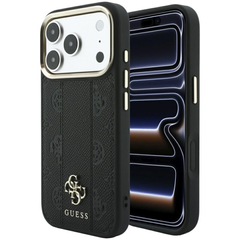 Guess Stripe Peony 4G Logo MagSafe do iPhone 18 Pro Max / 17 Pro Max Czarny