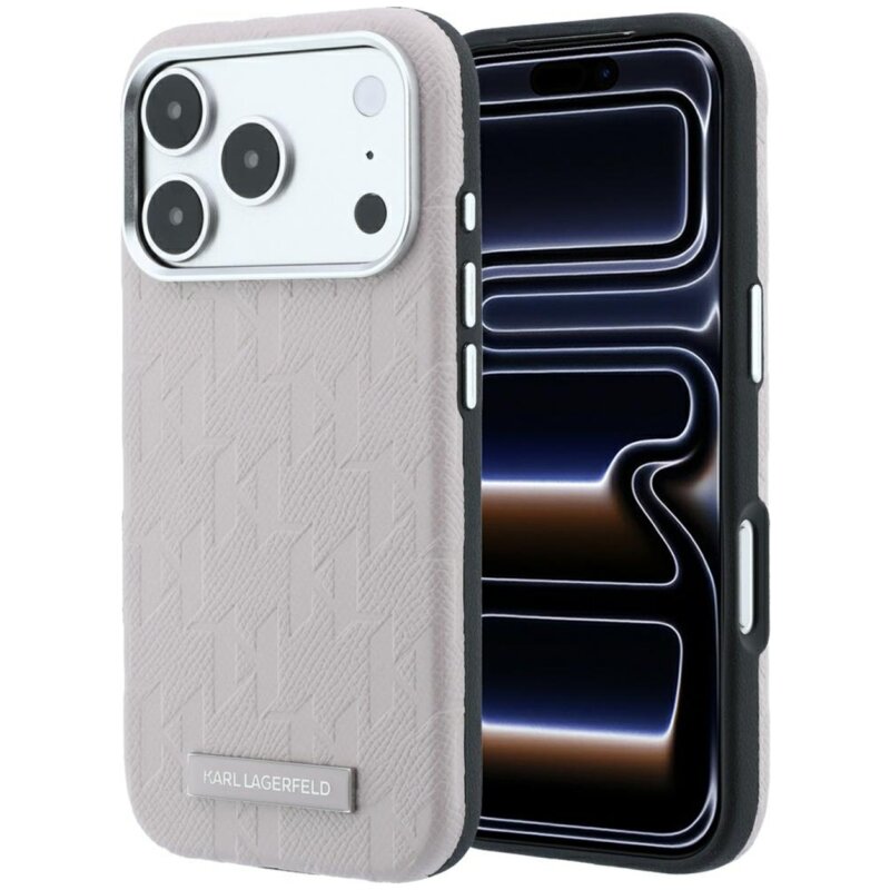 Karl Lagerfeld Grained Mono Resin Logo MagSafe do iPhone 18 Pro / 17 Pro Różowy