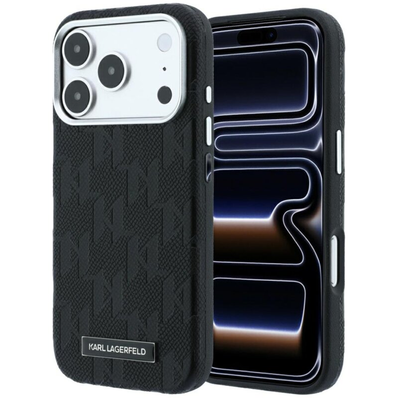 Etui KARL LAGERFELD Grained Mono Resin Logo MagSafe do Apple iPhone 17 Pro Max/18 Pro Max Czarny