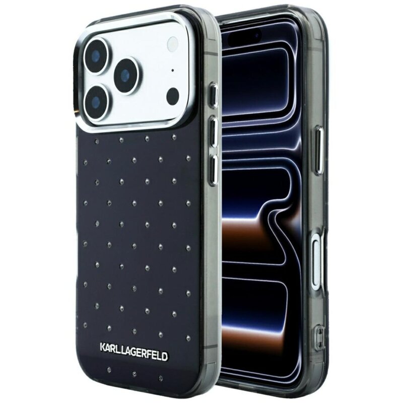Etui KARL LAGERFELD IML Rhinestones Allover and Electroplated Logo do Apple iPhone 17 Pro Max/18 Pro Max Czarny