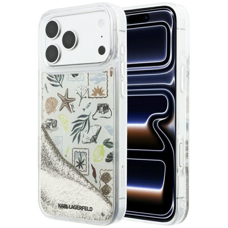 Karl Lagerfeld Liquid Glitter Beach & Sand do iPhone 18 Pro Max / 17 Pro Max Beżowy