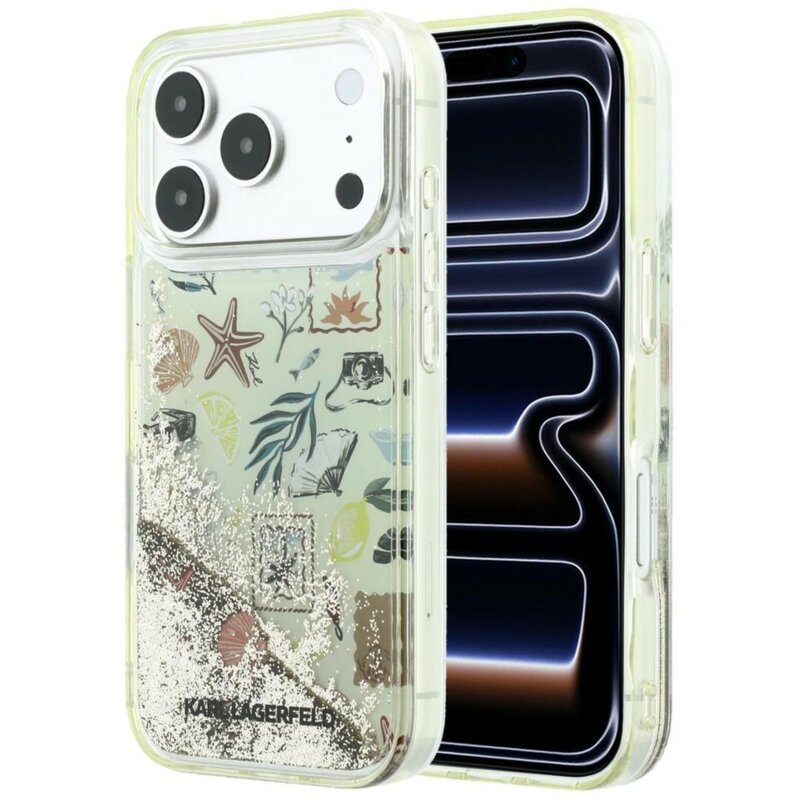 Etui KARL LAGERFELD Liquid Glitter Beach & Sand do Apple iPhone 17 Pro/18 Pro Beżowy