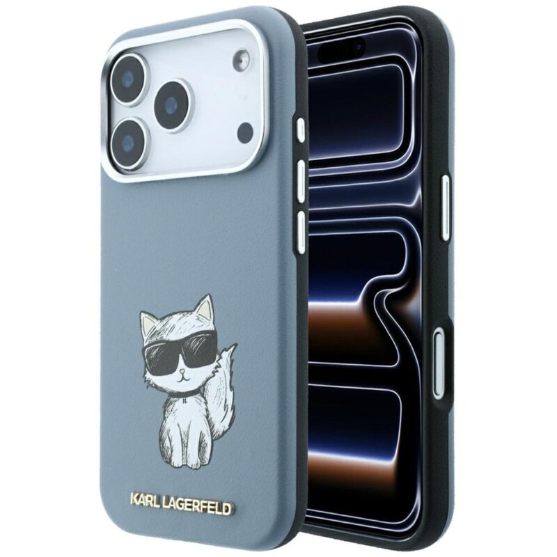 Karl Lagerfeld Smooth Choupette Sketch MagSafe do iPhone 18 Pro / 17 Pro Jasnoniebieski