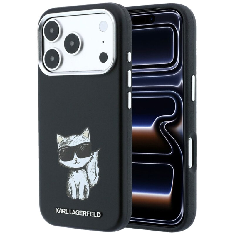 Etui KARL LAGERFELD Smooth Choupette Sketch MagSafe do Apple iPhone 17 Pro/18 Pro Czarny