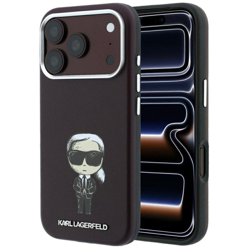 Etui KARL LAGERFELD Smooth Ikonik Sketch MagSafe do Apple iPhone 17 Pro Max/18 Pro Max Burgundowy