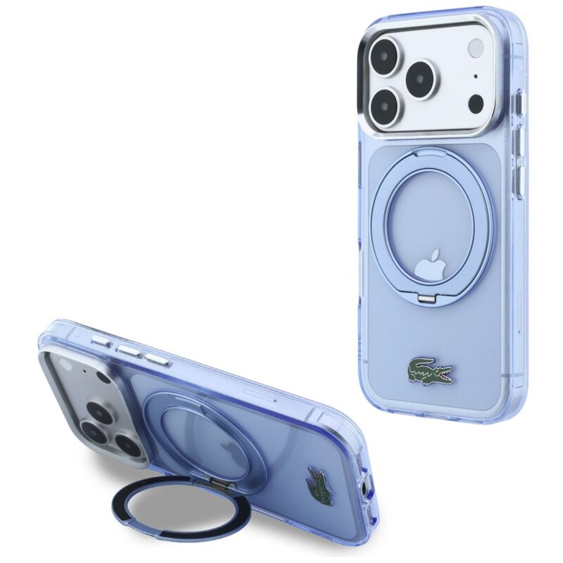 Lacoste IML Glossy Finish with Ring Stand MagSafe do iPhone 18 Pro Max / 17 Pro Max Niebieski