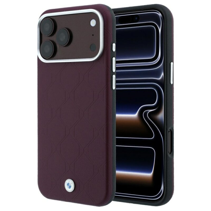 Etui BMW Sign Deboss Quilted Metal Logo MagSafe do Apple iPhone 17 Pro Max/18 Pro Max Bordowy