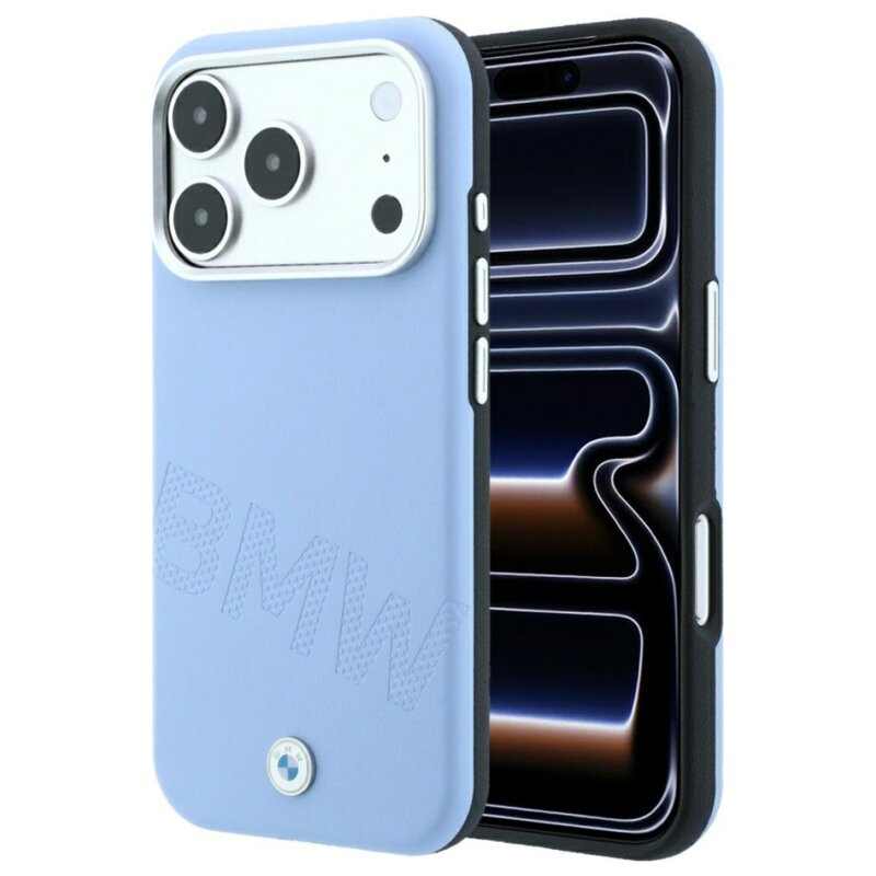 Etui BMW Sign Inclined Deboss Letters MagSafe do Apple iPhone 17 Pro Max/18 Pro Max Niebieski