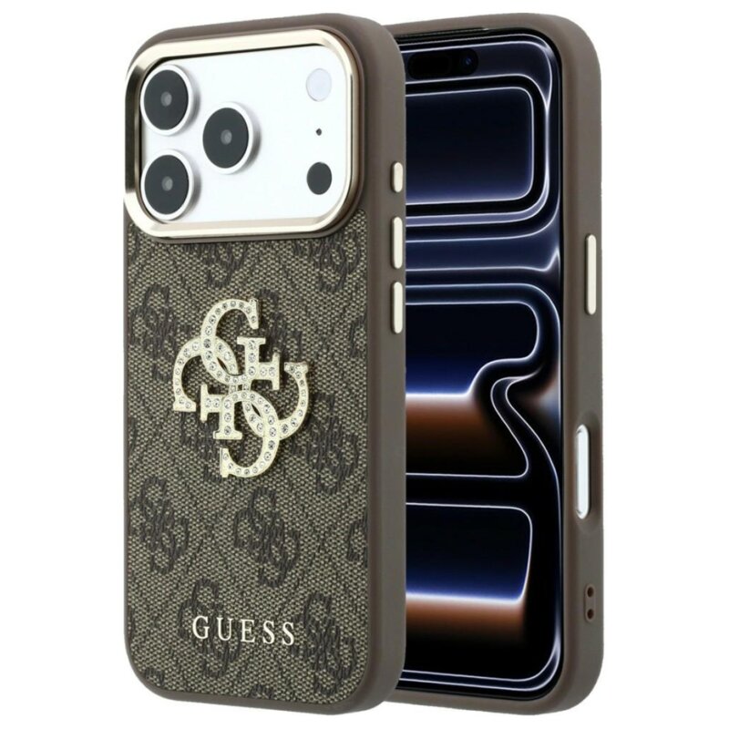 Etui GUESS 4G & Big Strass Logo do Apple iPhone 17 Pro/18 Pro Brązowy