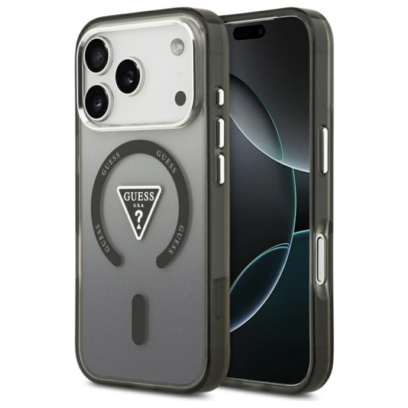 Etui GUESS IML Gradient Triangle Logo MagSafe do Apple iPhone 17 Pro Max/18 Pro Max Czarny