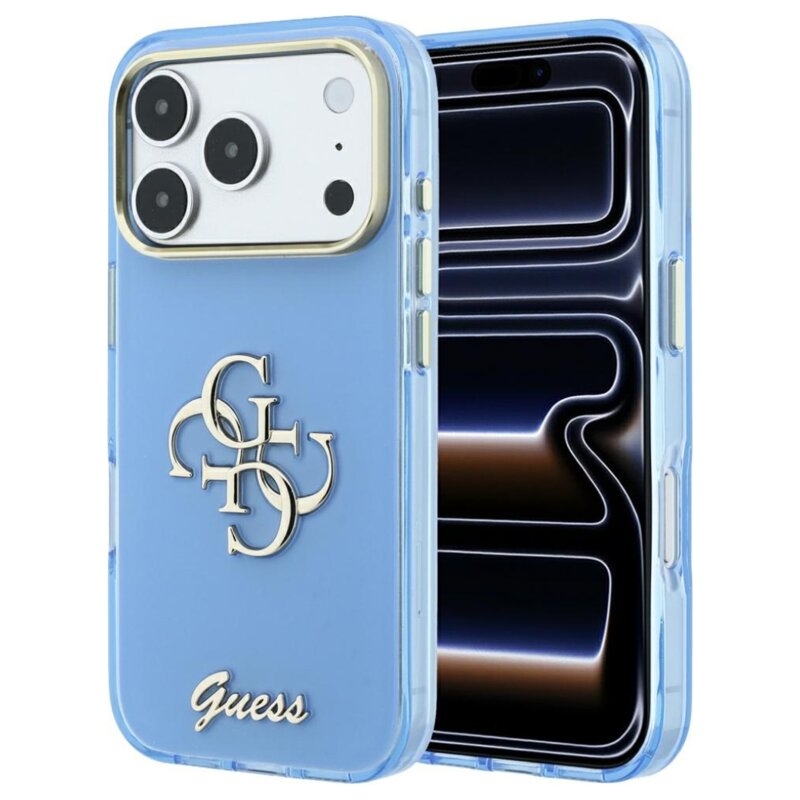 Etui GUESS IML 4G Script Metal do Apple iPhone 17 Pro Max/18 Pro Max Jasnoniebieski