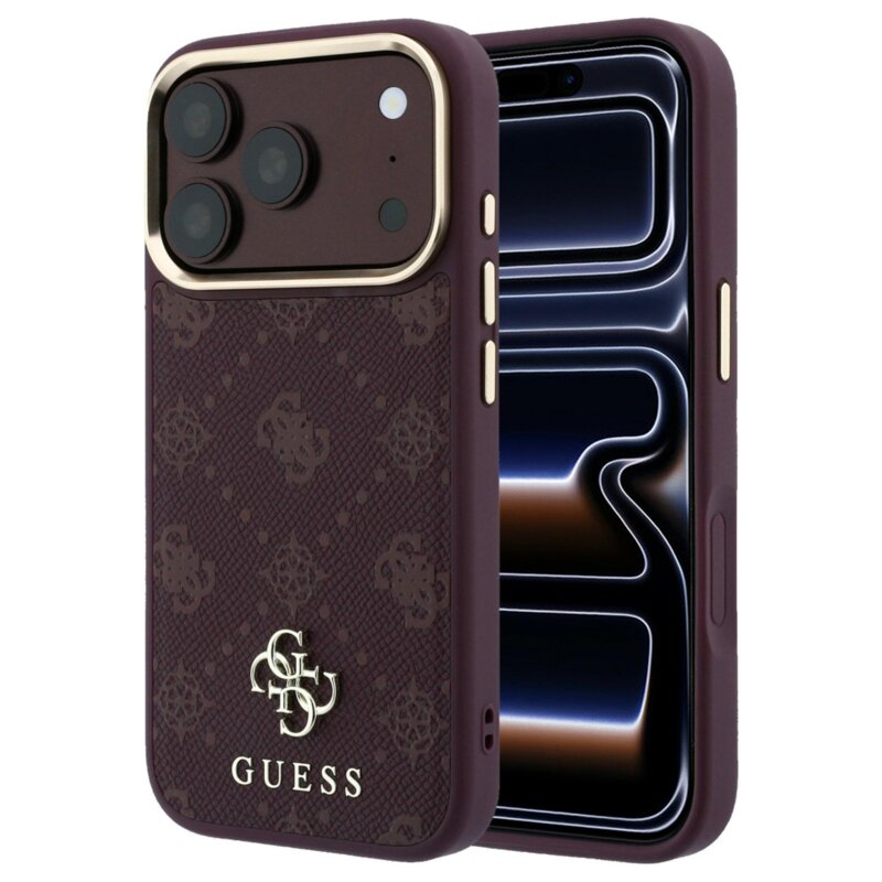 Etui GUESS Peony 4G Small Logo MagSafe do Apple iPhone 17 Pro Max/18 Pro Max Burgundowy