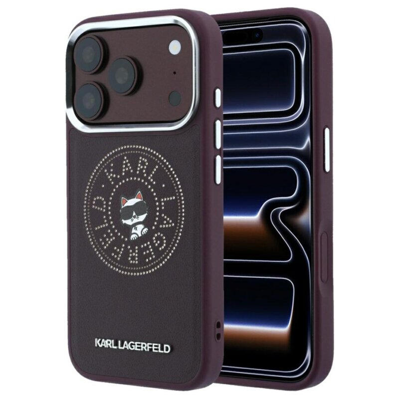 Etui KARL LAGERFELD Point & Choupette Sketch MagSafe do Apple iPhone 17 Pro Max/18 Pro Max Burgundowy