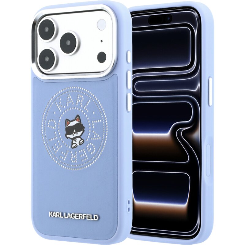 Etui KARL LAGERFELD Point & Choupette Sketch MagSafe do Apple iPhone 17 Pro Max/18 Pro Max Niebieski