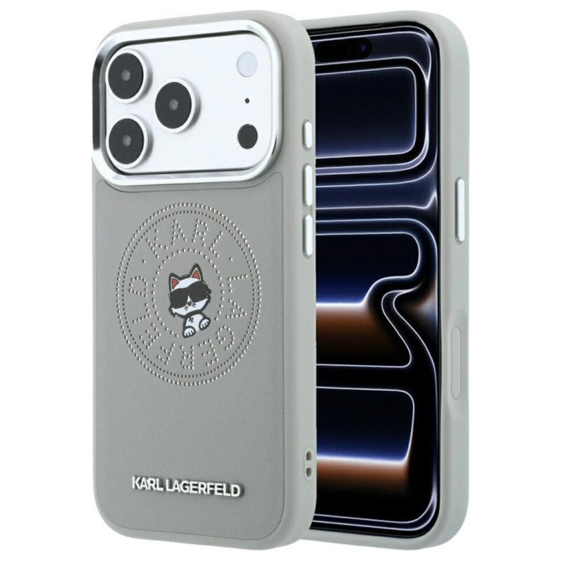 Etui KARL LAGERFELD Point & Choupette Sketch MagSafe do Apple iPhone 17 Pro/18 Pro Szary