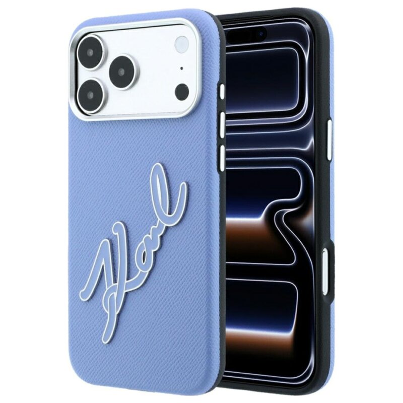 Etui KARL LAGERFELD Smooth Big Resin Signature Logo do Apple iPhone 17 Pro Max/18 Pro Max Niebieski