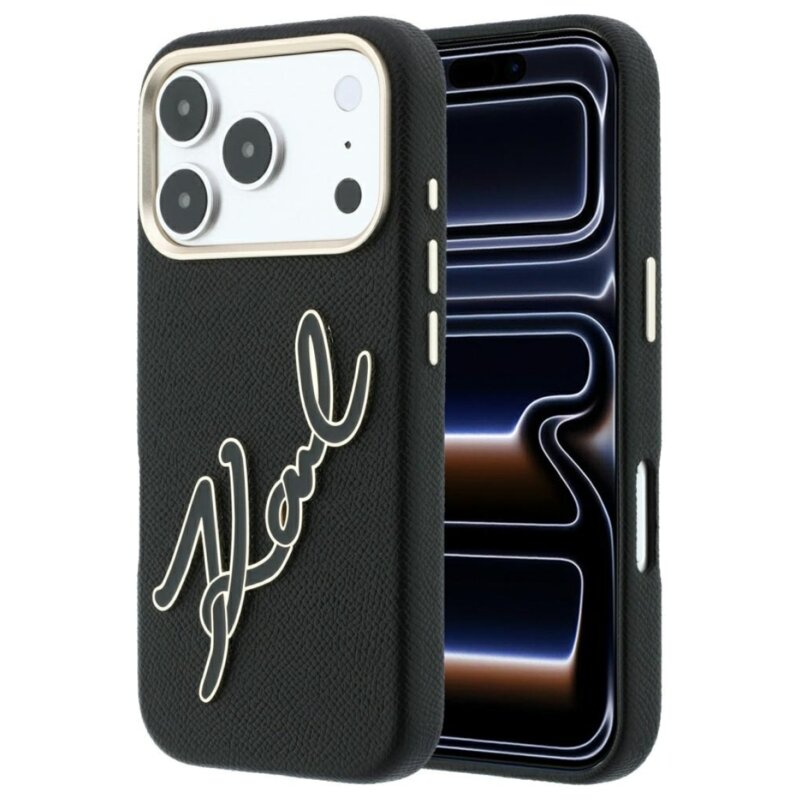 Etui KARL LAGERFELD Smooth Big Resin Signature Logo do Apple iPhone 17 Pro/18 Pro Czarny