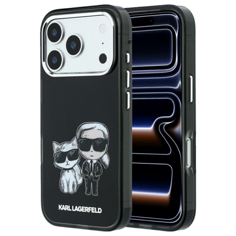 Etui KARL LAGERFELD Smooth Karl & Choupette Bodies Sketch MagSafe do Apple iPhone 17 Pro Max/18 Pro Max Czarny