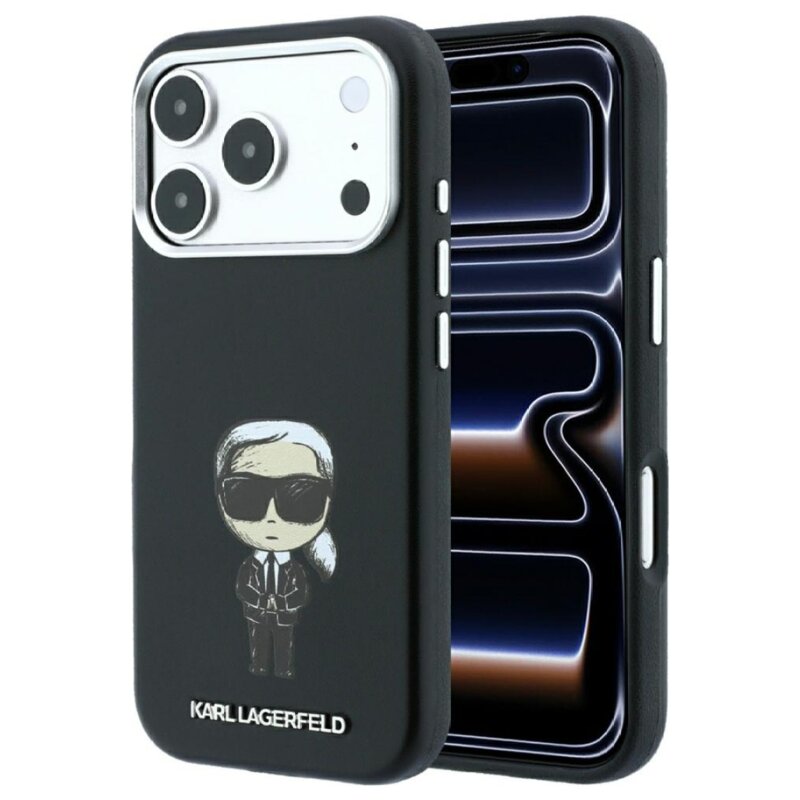 Etui KARL LAGERFELD Smooth Ikonik Sketch MagSafe do Apple iPhone 17 Pro Max/18 Pro Max Czarny