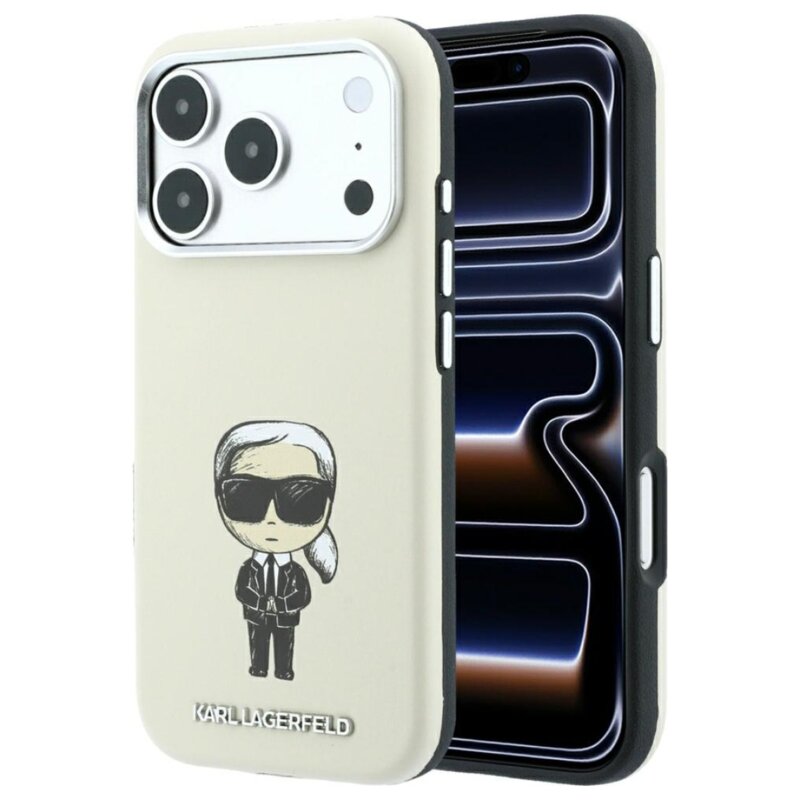 Etui KARL LAGERFELD Smooth Ikonik Sketch MagSafe do Apple iPhone 17 Pro Max/18 Pro Max Beżowy