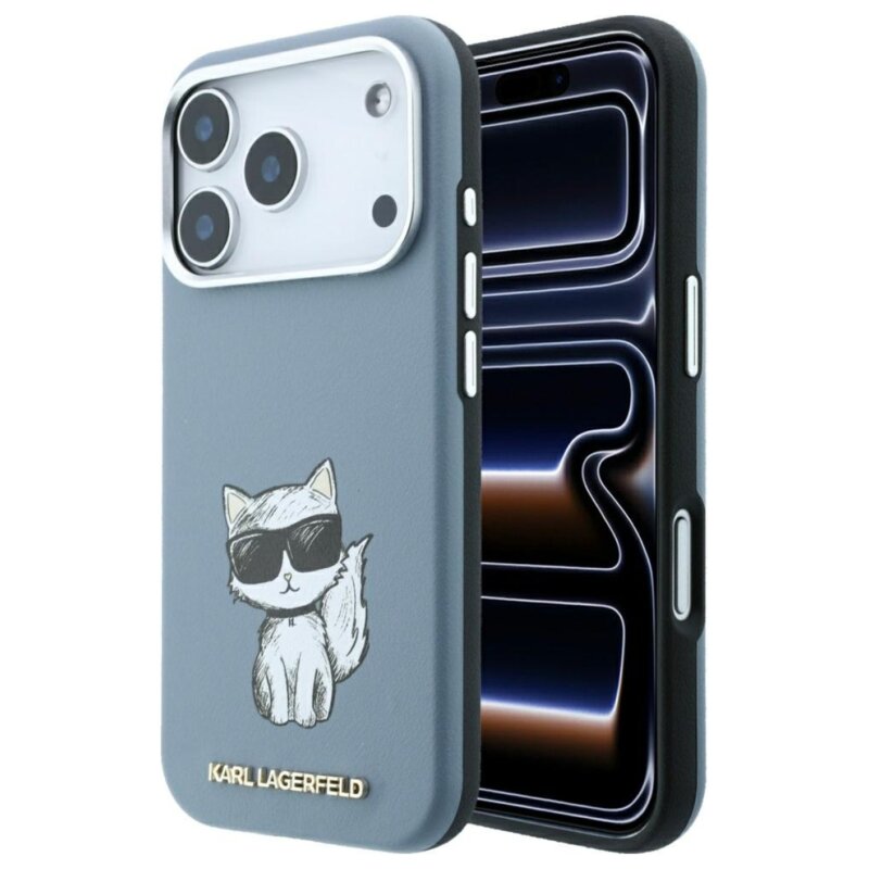 Etui KARL LAGERFELD Smooth Choupette Sketch MagSafe do Apple iPhone 17 Pro Max/18 Pro Max Jasnoniebieski