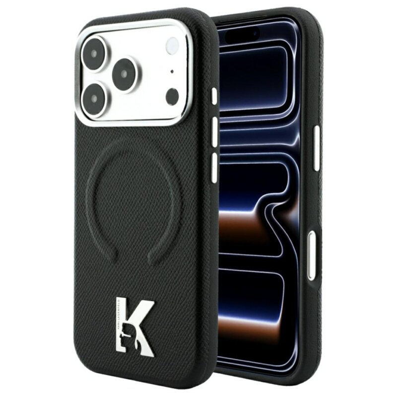 Etui Karl Lagerfeld Grained Embossed Ring & Kameo Logo MagSafe do Apple iPhone 17 Pro/18 Pro Czarny