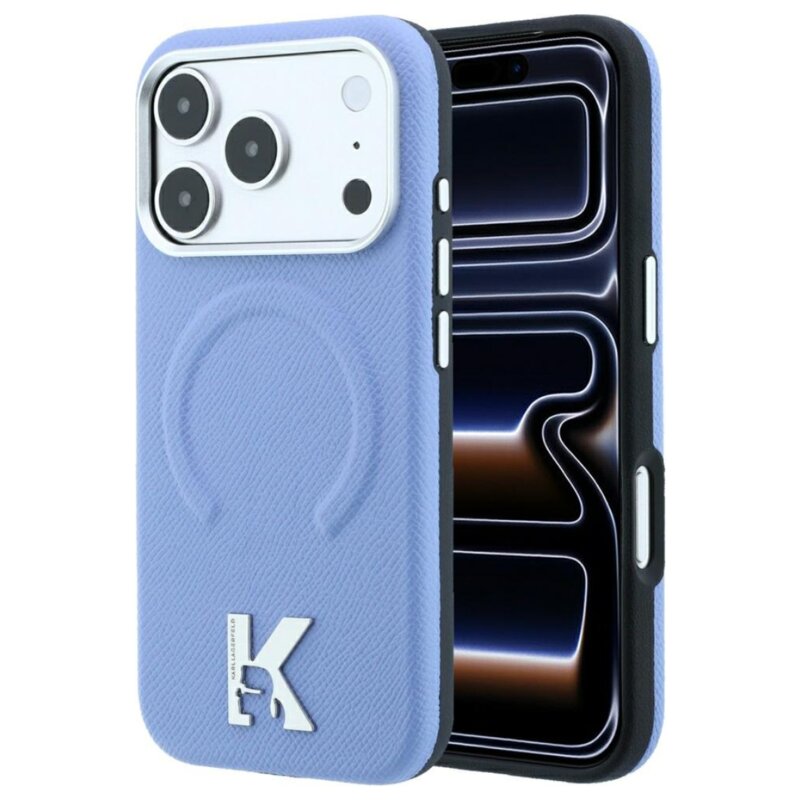 Etui Karl Lagerfeld Grained Embossed Ring & Kameo Logo MagSafe do Apple iPhone 17 Pro/18 Pro Jasnoniebieski