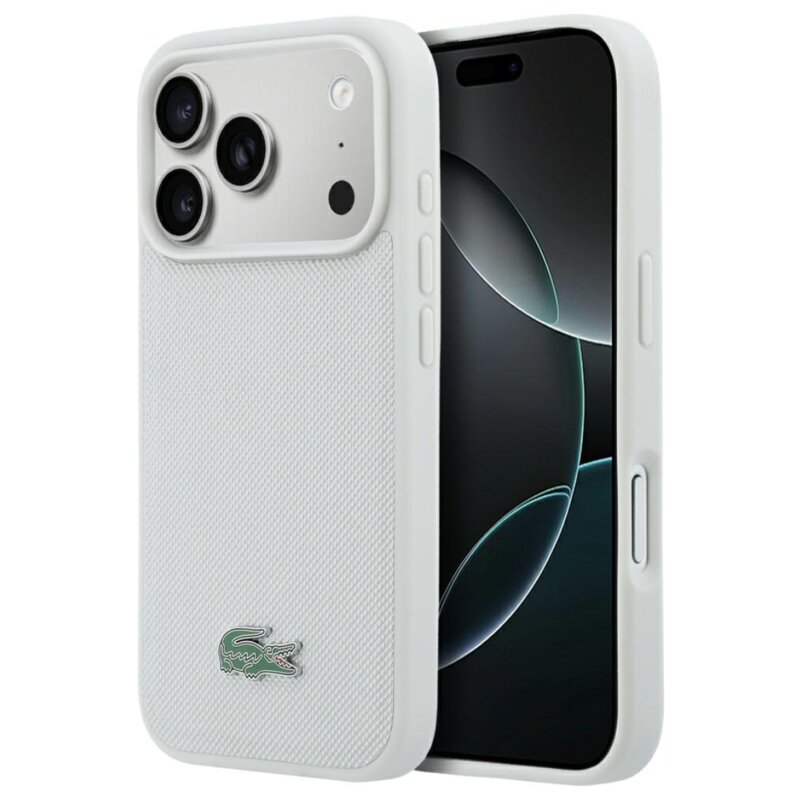 Etui LACOSTE Petitt Pique Lacquer Logo Magsafe do Apple iPhone 17 Pro/18 Pro Szary
