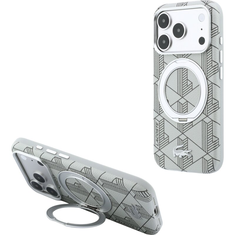 Etui LACOSTE Blend with Ring Stand MagSafe do Apple iPhone 17 Pro Max/18 Pro Max Szary