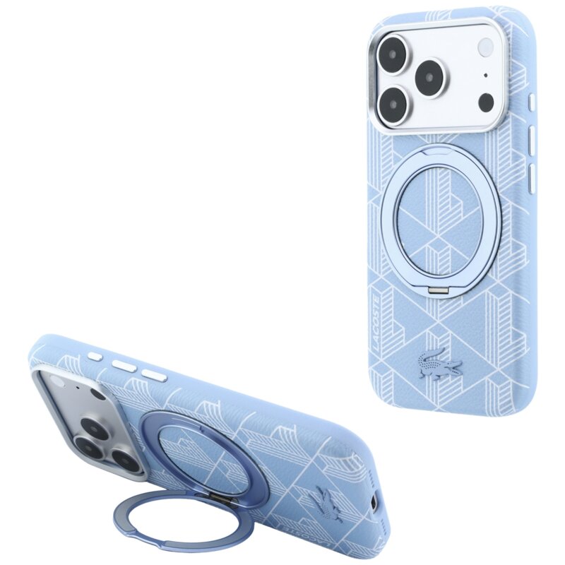 Etui LACOSTE Blend with Ring Stand MagSafe do Apple iPhone 17 Pro Max/18 Pro Max Niebieski
