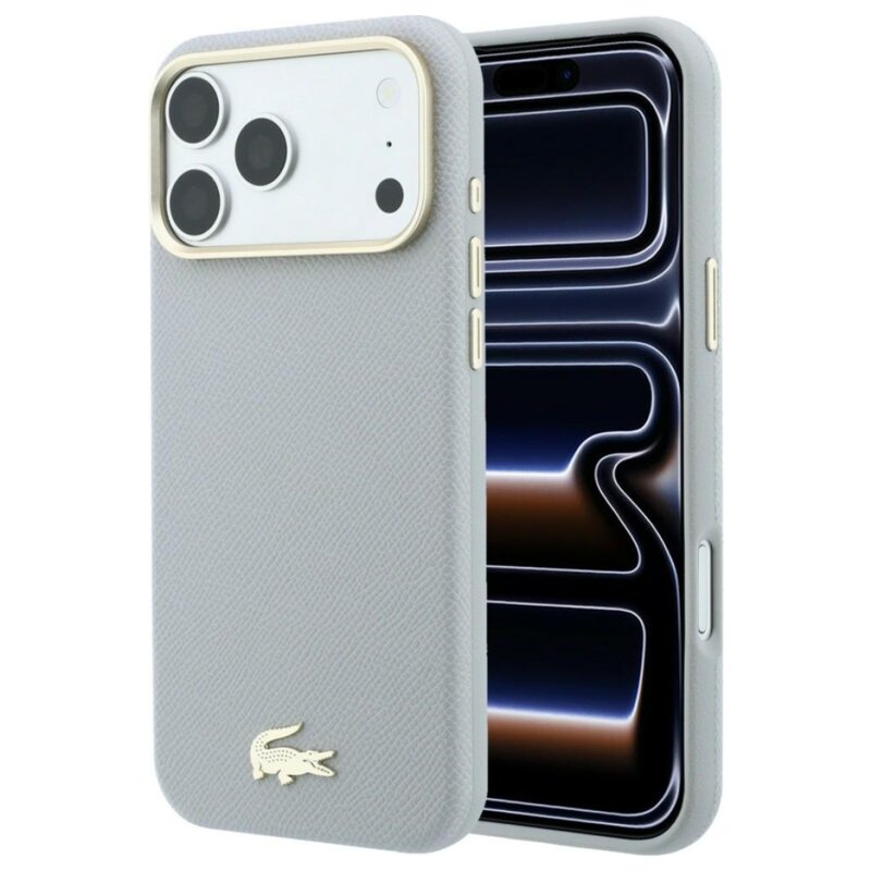 Etui LACOSTE Champs Elysees Embossed MagSafe do Apple iPhone 17 Pro Max/18 Pro Max Szary