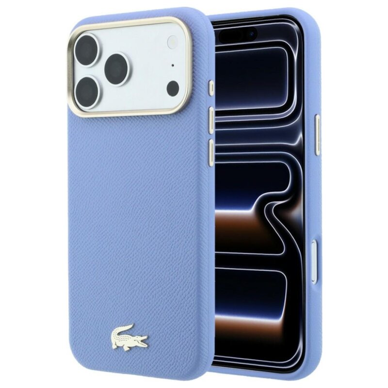 Etui LACOSTE Champs Elysees Embossed Magsafe do Apple iPhone 17 Pro Max/18 Pro Max Niebieski
