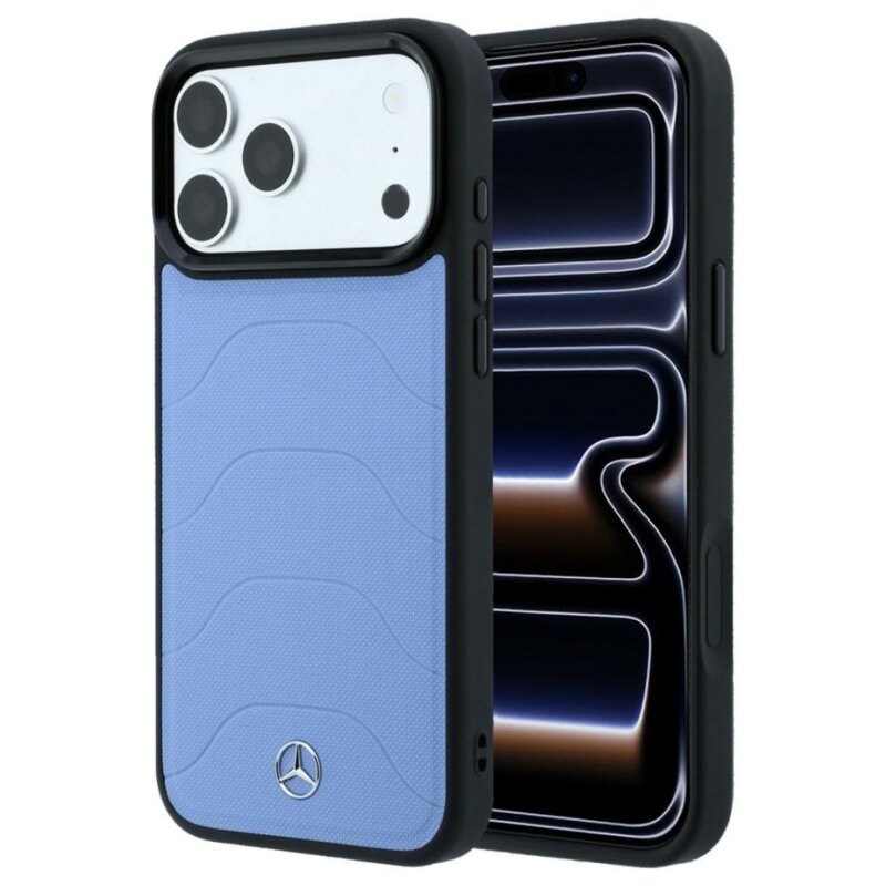 Etui MERCEDES Leather Mesh Bow Line MagSafe do Apple iPhone 17 Pro Max/18 Pro Max Niebieski